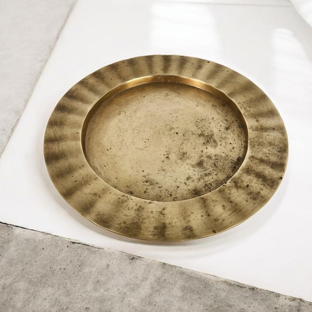 Vintage Brass Decorative Tray Trinket Dish Holder Side Table Decor Boho